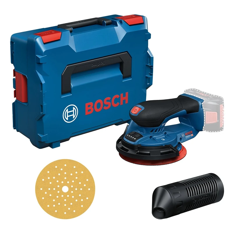 Bosch Professional 18V System Cordless Sander GEX 18V-150-3 (incl. 1x Sanding Paper, 1x Dust Box, 1x Guard Ring, L-BOXX 162)