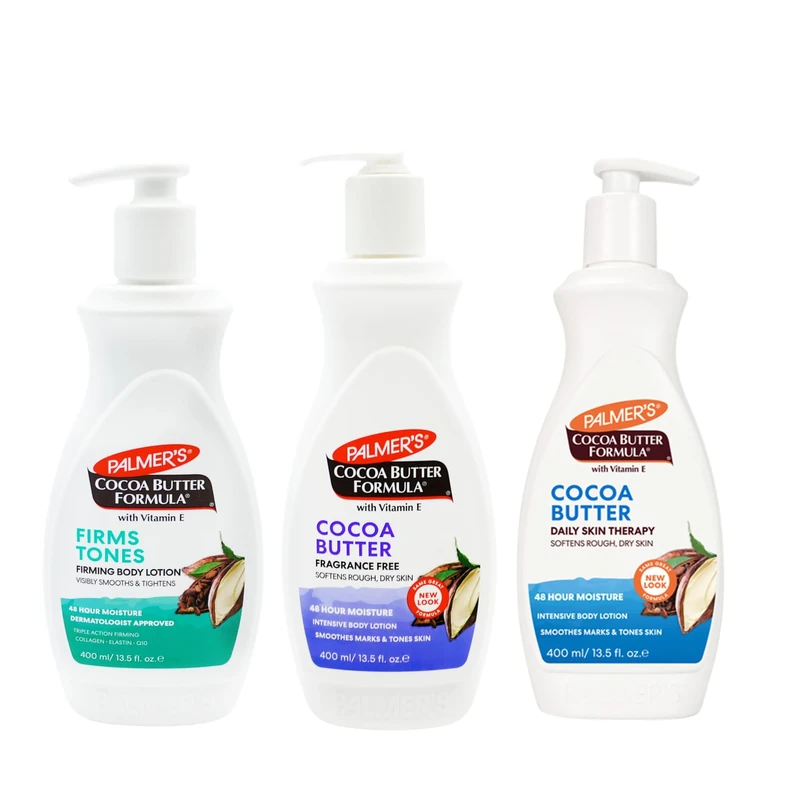 Palmer's Cocoa Butter Bundle | Set of 3 x 400ml Lotions | Firms & Tones, Fragrance-Free & Skin Therapy | Hydrating, Nourishing & Firming | Ideal for Sensitive, Dry & All Skin Types