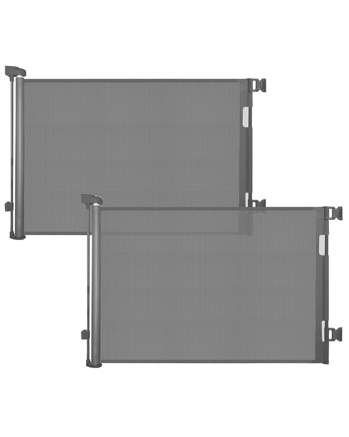 derimkcoa 2 Pack derimkcoa Retractable Stair Gate for Baby,Mesh Baby Gate or Mesh Dog Gate,86cm Tall,Extends up to 140cm Wide,Child Safety Gate for Doorways, Stairs, Hallways, Indoor/Outdoor, Grey