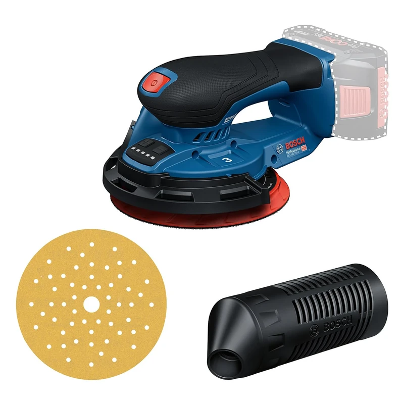 Bosch Professional 18V System Cordless Sander GEX 18V-150-3 (incl. 1x Sanding Paper, 1x Dust Box, 1x Guard Ring)