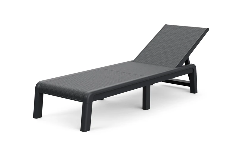Keter Palma Sunlounger for the Garden with 4-Way Adjustable Backrest, Foldable Garden Lounger, Grey, 187 x 58 x 29 cm, Easy to Clean, Weatherproof, and UV-Resistant