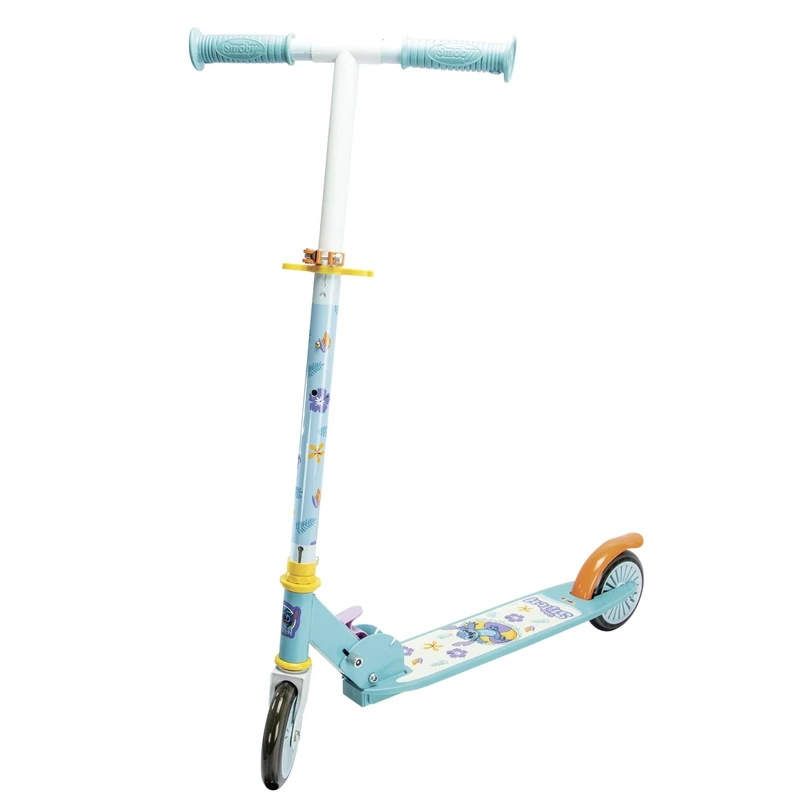 Smoby - Stitch - 2-Wheel Foldable Scooter - 3-Level Adjustable Handlebar - Non-Slip Coating, Rear Brake - Easy Folding, Ergonomic Handles - From 5 Years Old