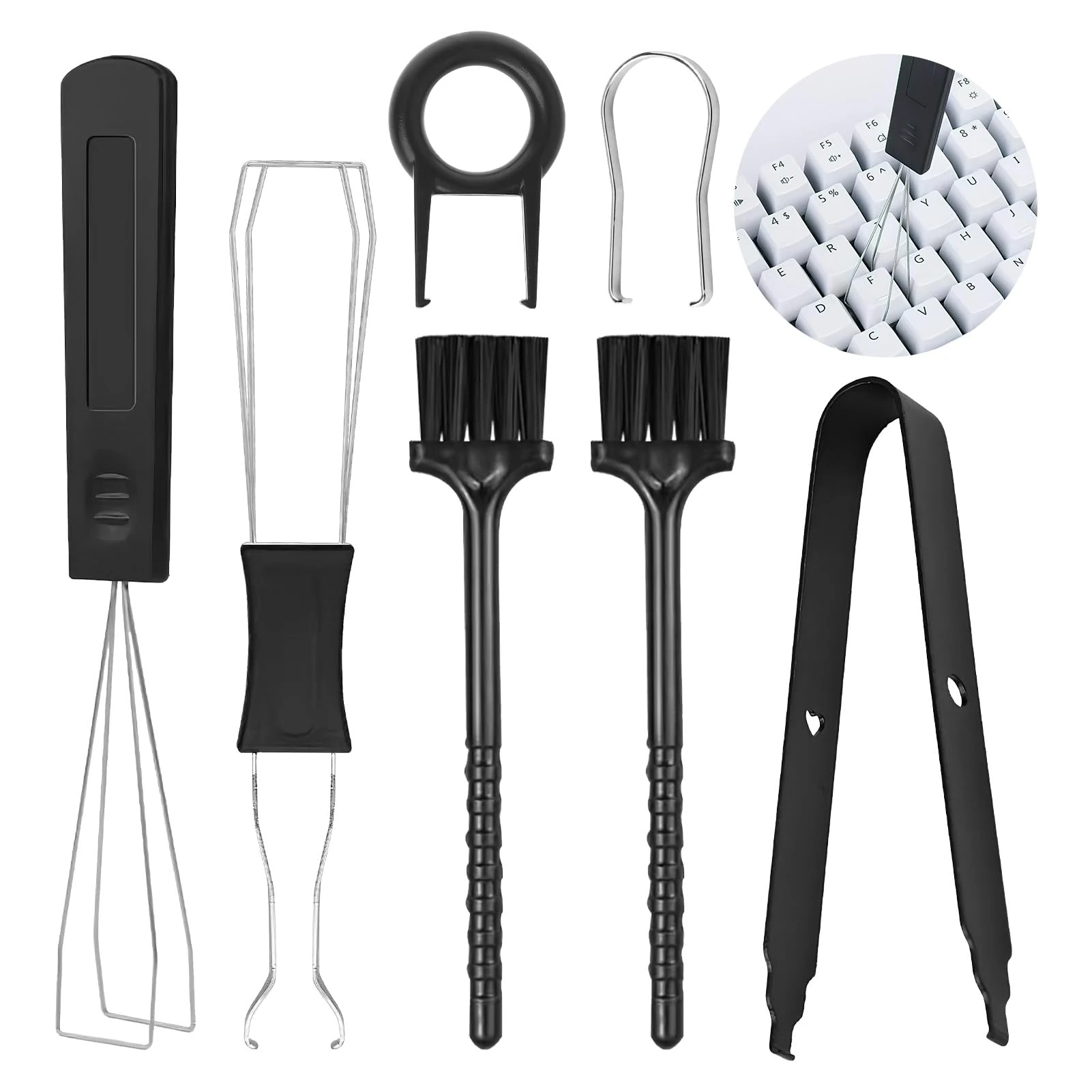 7pcs Keycap Remover Keycap Swapper Switch Puller Cleaning Brush and Precision Tweezers Designed for Mechanical and Standard Keyboards Hot Swappable Essential Tools Kit for Enhanced Maintenance