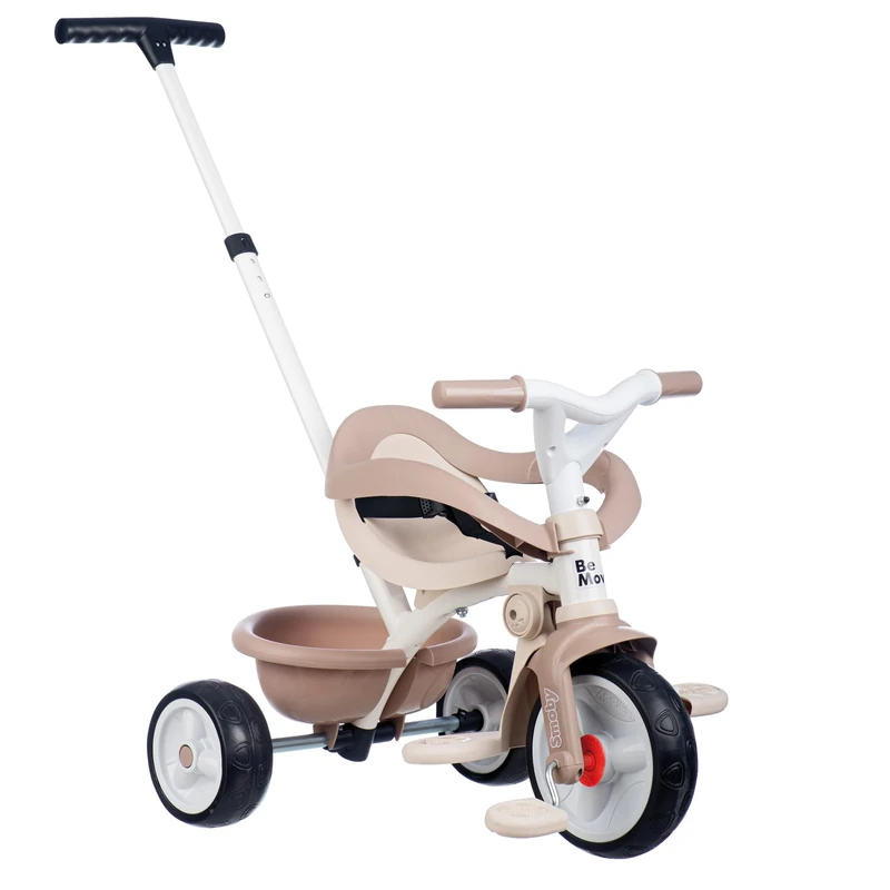 Smoby - Be Move Confort Beige Tricycle - 3 in 1 Evolutionary - Safety Belt and Bar - Parental Handle Adjustable on 3 Levels - From 10 Months to 3 Years - Made in Spain