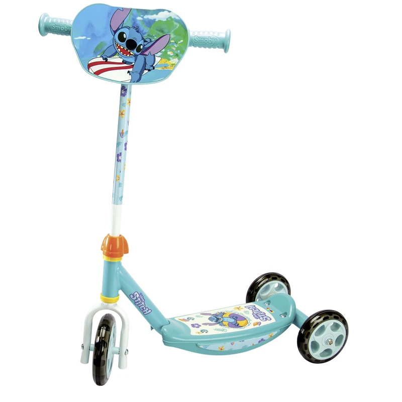 Smoby - Stitch - 3-Wheel Scooter - Metal Frame - Adjustable Handlebar - Non-Slip Footrest - From 3 Years Old - Maximum Weight 20 Kgs