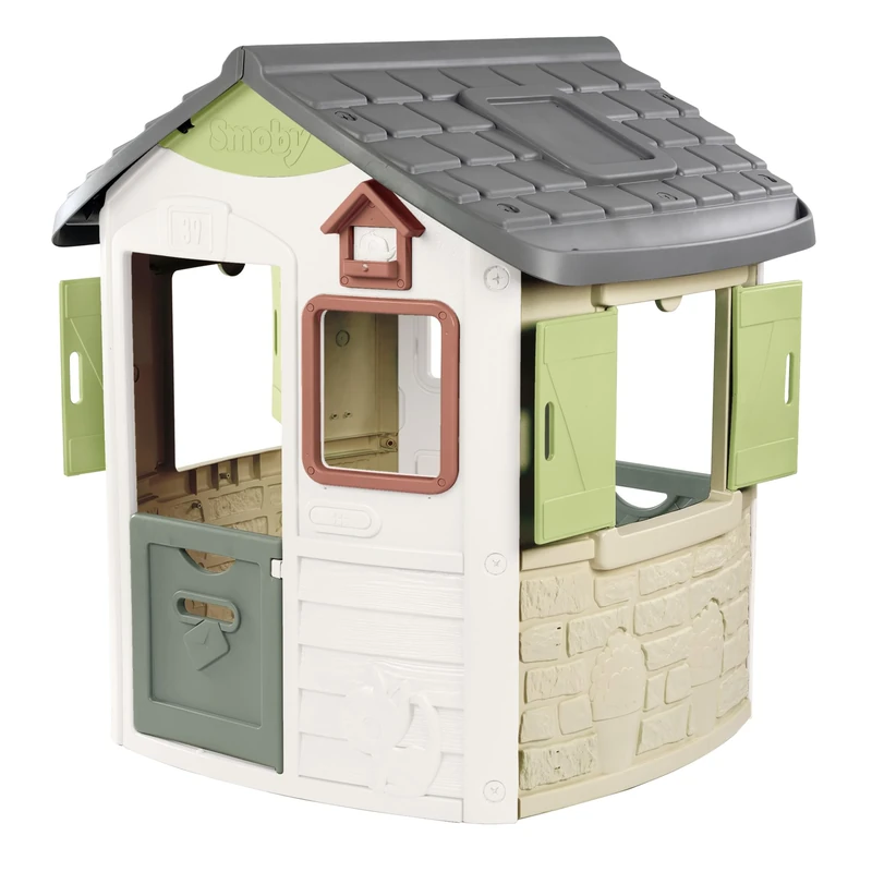 Smoby Life - Jura Lodge House - Front and Back Gates - Bird Feeder - Anti-UV Treated - Recycled Material - From 2 Years Old - Made in France