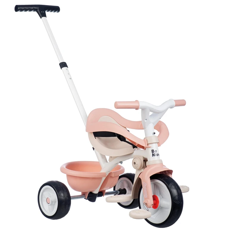 Smoby - Be Move Confort Pink Tricycle - 3 in 1 Evolutionary - Safety Belt and Bar - Parental Handle Adjustable on 3 Levels - From 10 Months to 3 Years - Made in Spain