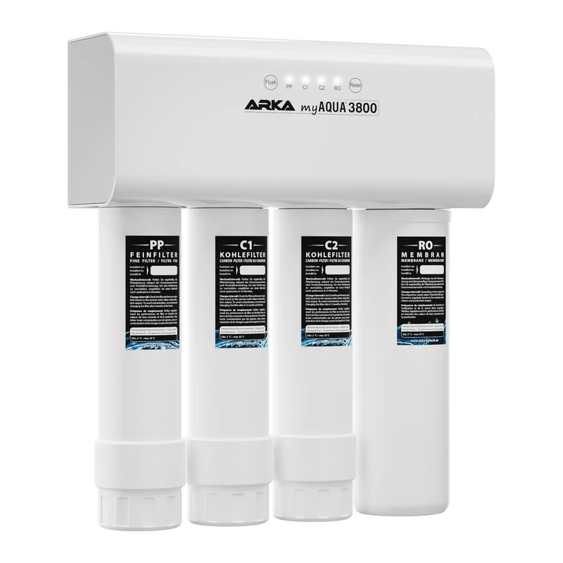 RO system aquarium – ARKA myAQUA 3800 – 3800 L/day industrial-grade osmosis filter – removes 99% of salts, nitrate & bacteria – smart LED alert – pro-level water purifier for reef, tanks & home – ARKA