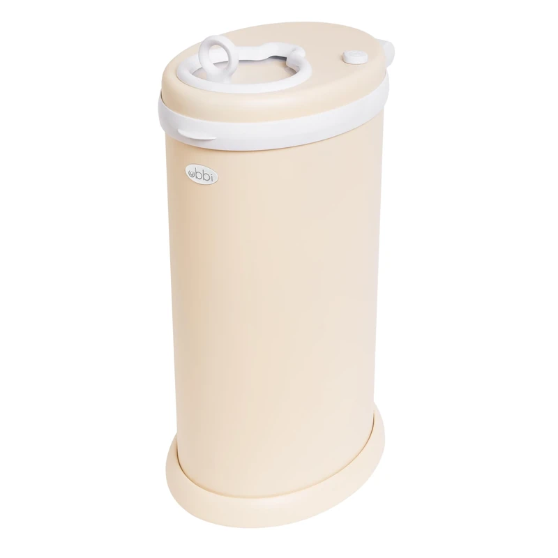 Ubbi Stainless Steel Nappy Bin, Odour Locking, No Special Bag Required, Award-Winning Diaper Pail, Cassette Free Disposal System, Oat Milk