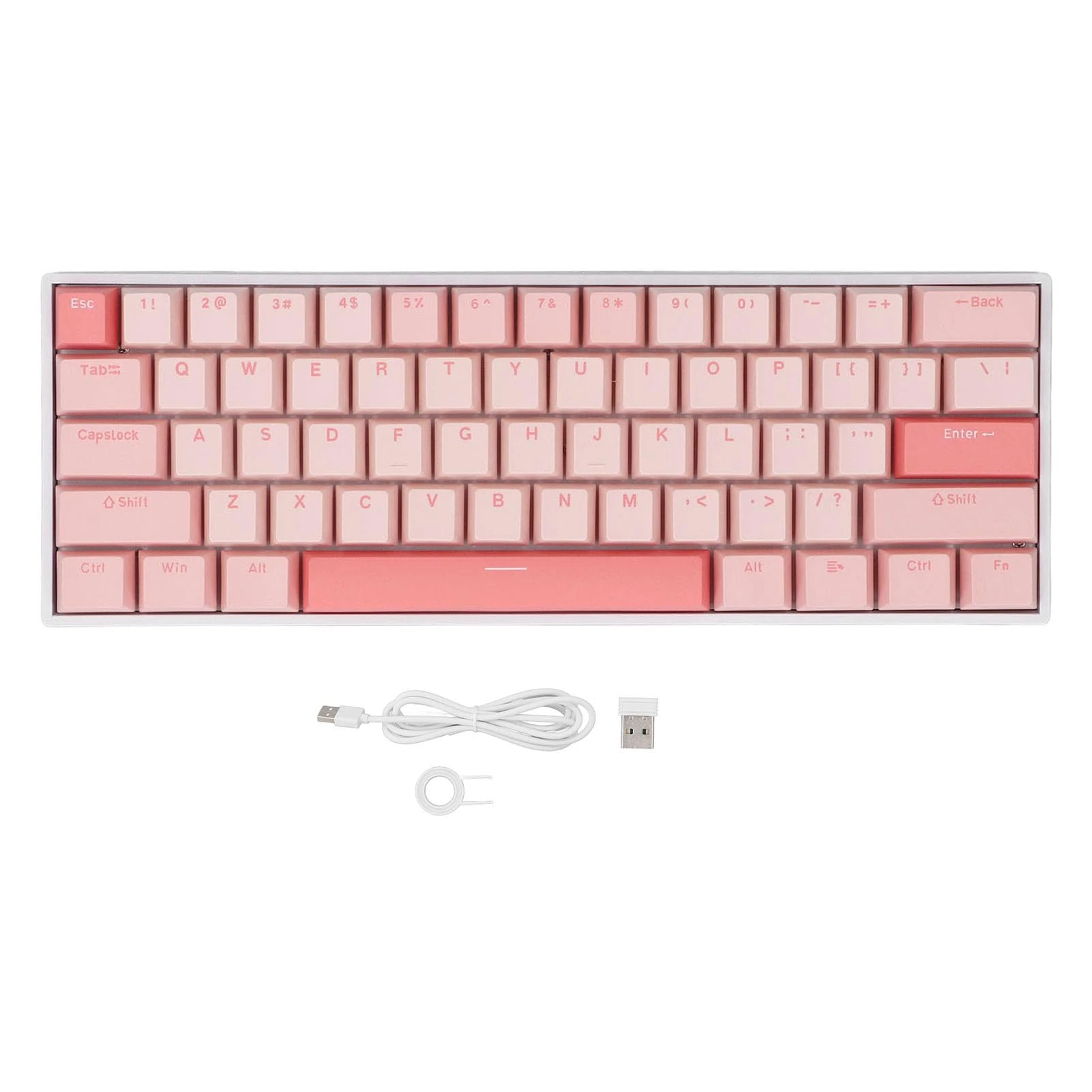 Yanmis Wireless or Wired Gaming Keyboard, 61 Keys 60% Mechanical Keyboard 2.4G Wireless Red Switch Backlit RGB Lights for PC Laptop, Compact Layout