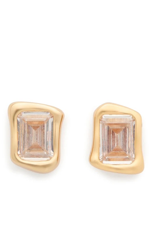 Kate Spade New York MOLTEN GLASS Stud Earrings, Clear/Gold