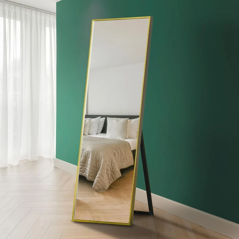 Full-Length Gold Aluminum Metal Free Standing Mirror: 170 x 58cm – Large, Durable Frame, Cheval bedroom & dressing room large Mirror