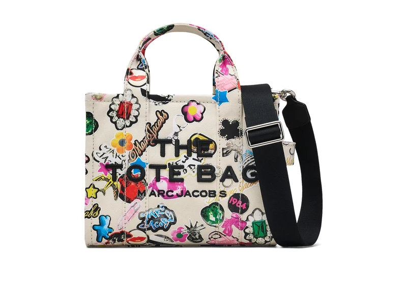 MARC JACOBS Women's The Small Tote Bag, White,Multi Colour, 1x1x1