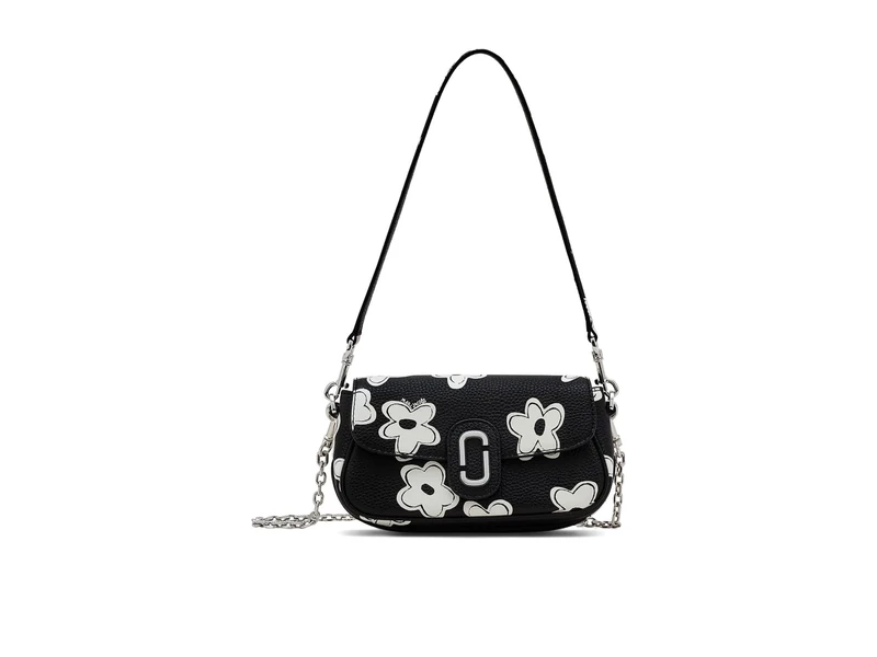 MARC JACOBS Women's The Clover Shoulder Bag, Black/White, 1x1x1