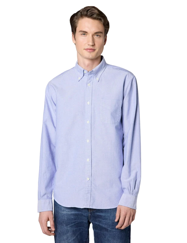 Brooks Brothers Men's Friday Oxford Shirt, Solidblue, Large
