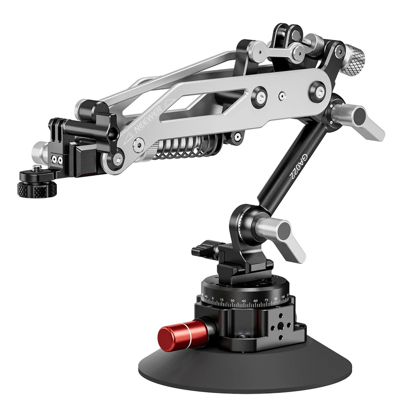 Neewer Hydraulic Boom Arm with Vacuum Suction Cup Car Mount, Quick Release NATO Rail, 360° Pan Base Compatible with Hero 13 12 DJI Pocket 3 Insta360 X5 X4 X3 Action Camera, 18oz/500g Max Load, GA022