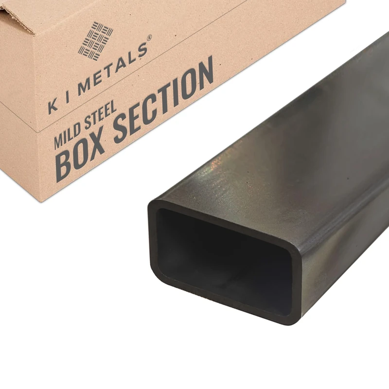 K I Metals Mild Steel Box Section - 3000MM Length x 80MM Width x 40MM Height x 3MM Thickness Rectangular Hollow Section | Durable Mild Steel Tube for Construction, Residential & DIY Project