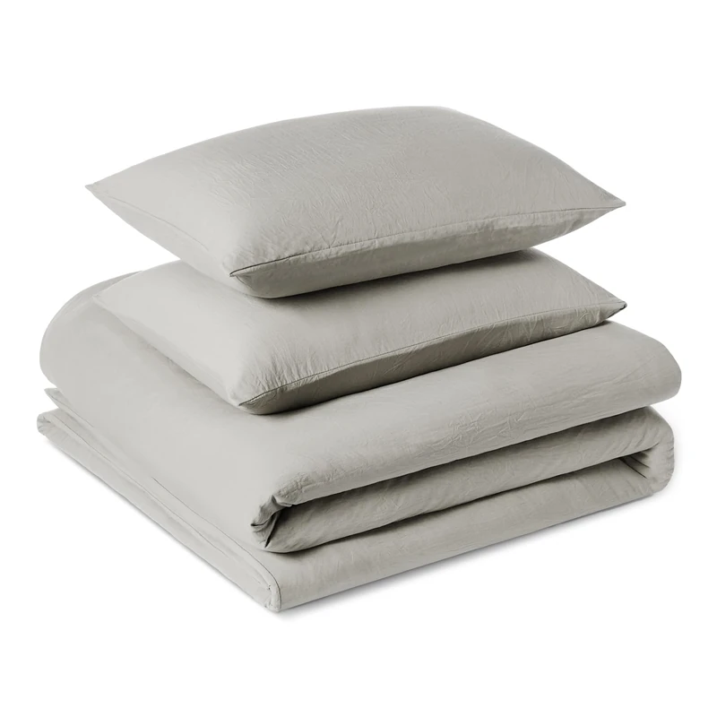 Amazon Basics 3-Piece Brushed Microfibre King Size Duvet Cover Set, Extra Soft Bedding, Relaxed Lived-In Look with Natural Creases, No Ironing Required, 225 x 220 cm & 2 Pillowcases 50 x 80 cm, Grey
