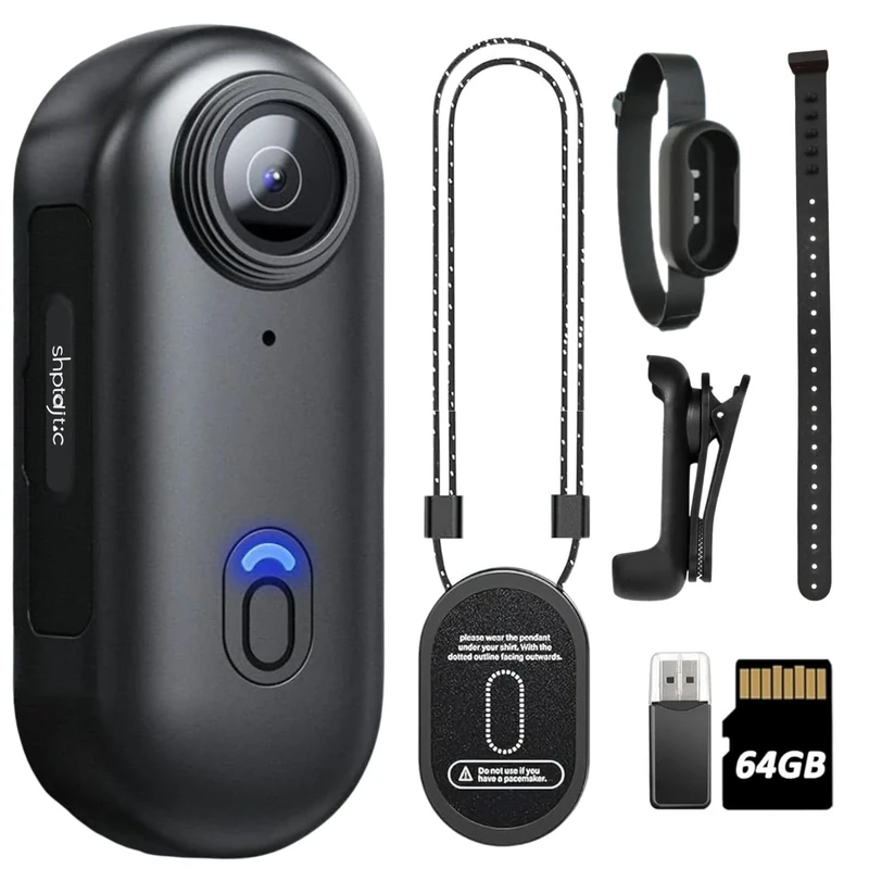 SHPTDJTIC H88 1080P Body Cameras with Audio & Video Recording - Waterproof Body Camera Action camera, Magnetic & 360° Clip, 150-Min Battery for Cycling, Pet Walking (1080P-64G)