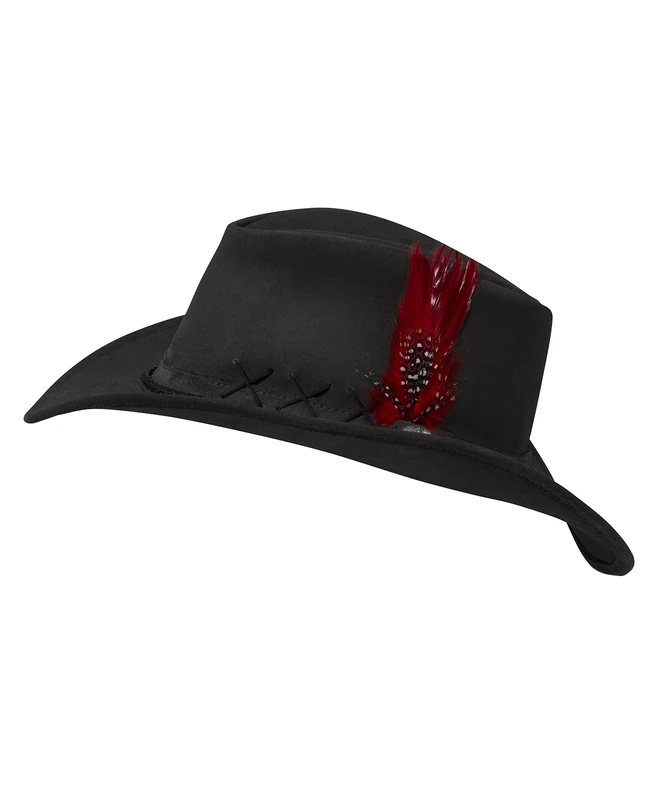 Joe Browns Men's Embroidered Suede Leather Fedora, Black, One Size