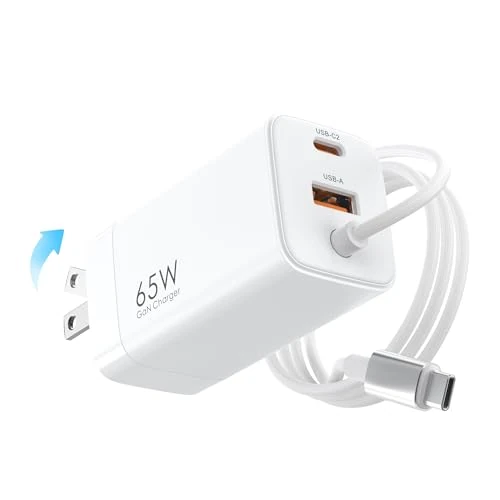 65W USB C Laptop charger, MacBook Charger and 3-Ports USB C Plug UK Compatible with MacBook Pro/Air, for Lenovo ThinkPad, Yoga, HP, Dell, Acer, Steam Deck, Asus Chromebook, and Galaxy, Silver