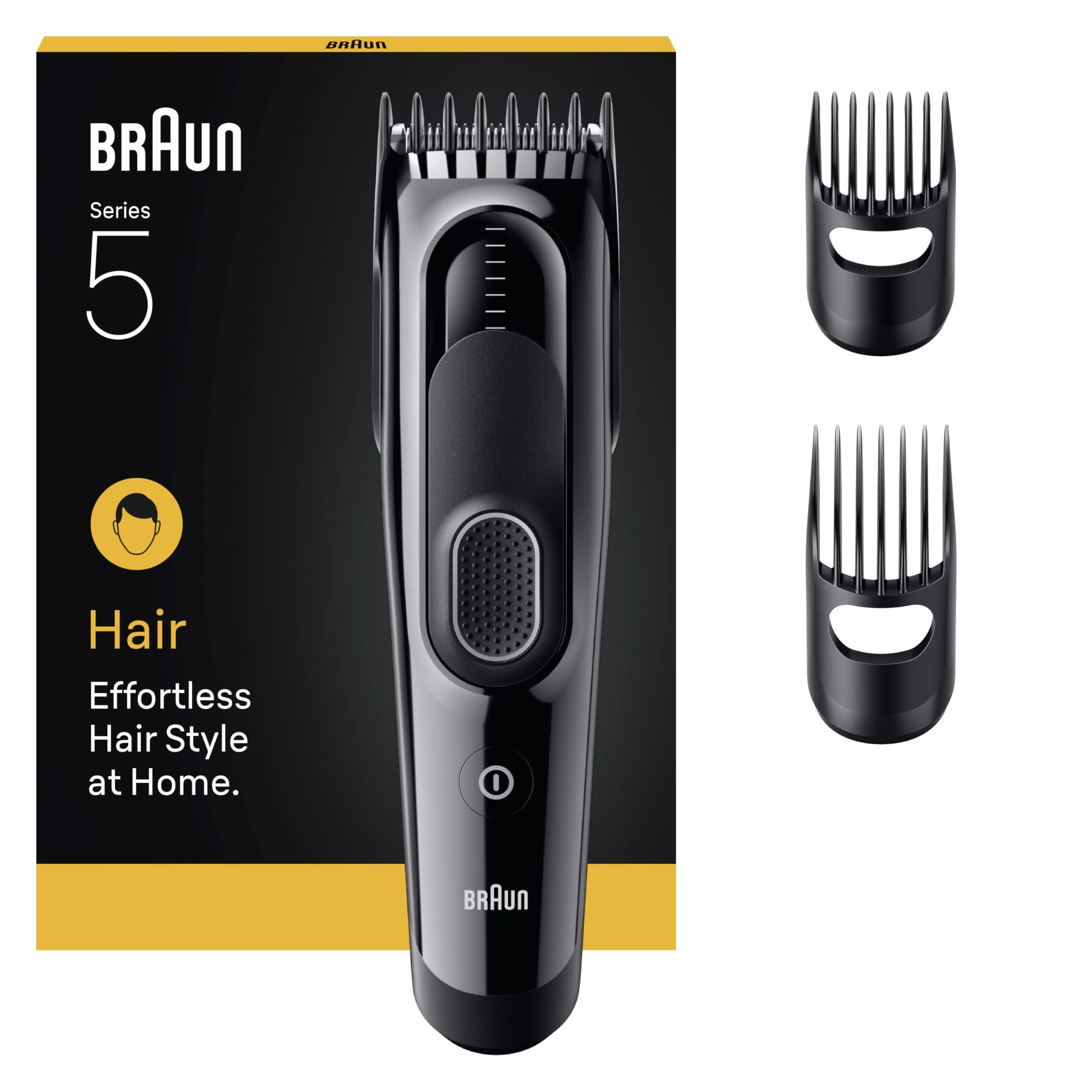 Braun Series 5 Hair Clipper for Men, Cordless, 17 Lengths, Ultra-Sharp Blades, Washable, +3 Styling Tools - HC5530 Black