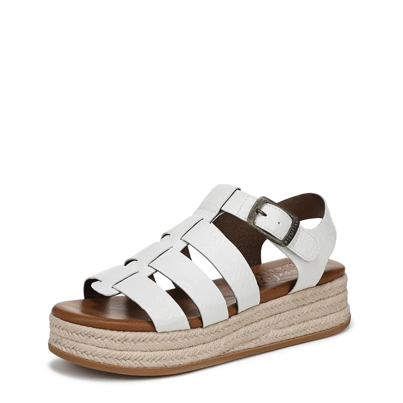 Blowfish Malibu Women's Madrid 2 Flatform Fisherman Sandal, White Faux Leather, Medium Fit, UK 6