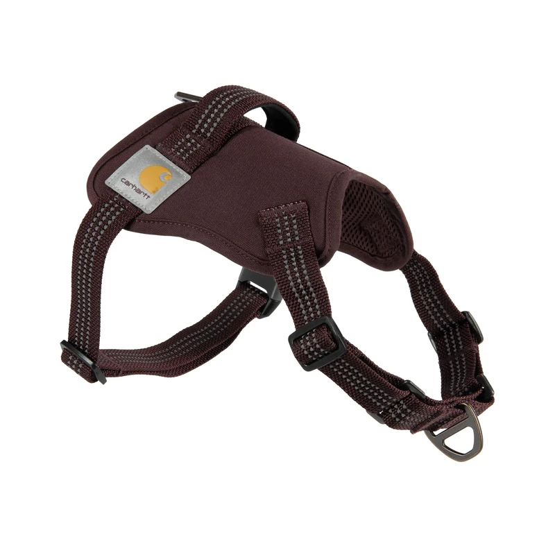 Carhartt Nylon Duck No Pull Dog Harness, Fully Adjustable Dog Harness with Quick Control Handle and Reflective Accents, Deep Wine, Large