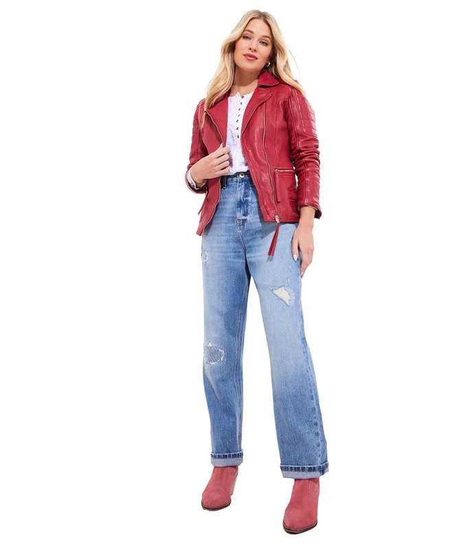 Joe Browns Women's Quilted Biker Jacket, Red, 18