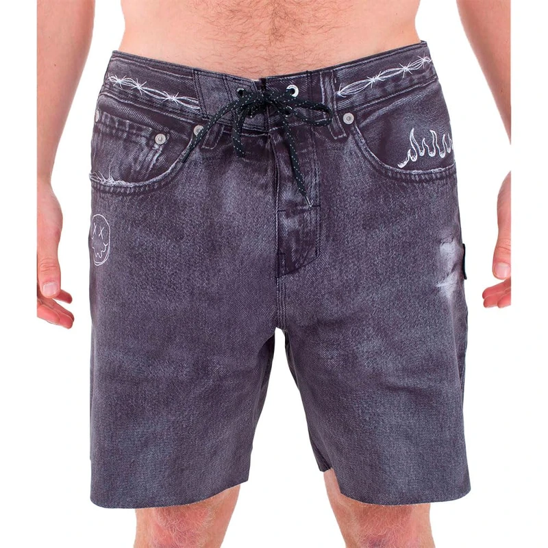 Hurley Men's PHNTM ECO Denim BDST 18 Board Shorts, Black, 30