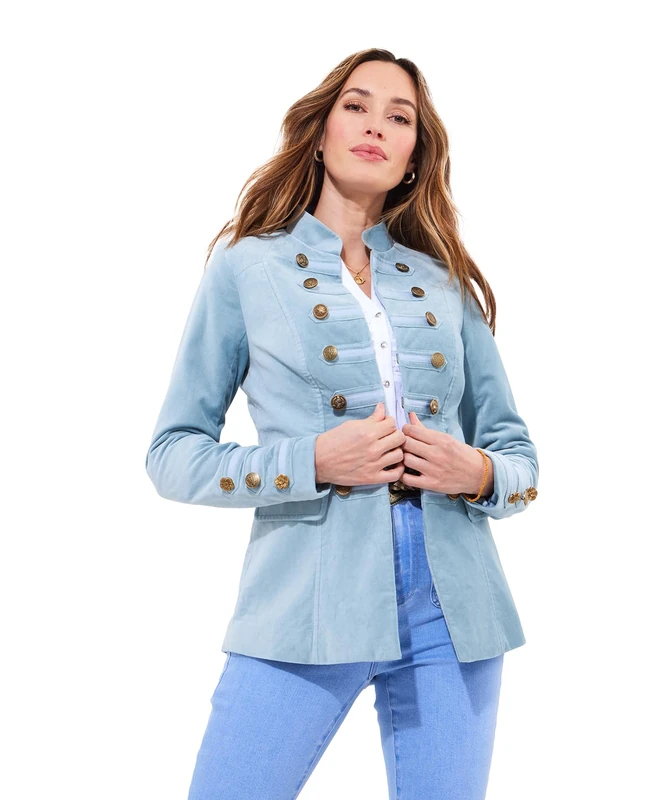 Joe Browns Women's Military Button Moleskin Jacket, Regular Fit, Blue, UK 6