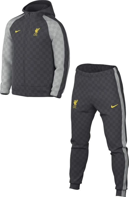 NIKE FC Liverpool Third FZ3805-070 Football Tracksuit Woven with Hood (Men), Dk Smoke Grey/Chrome Yellow, M
