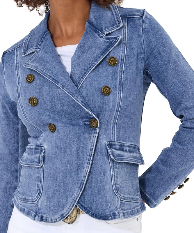 Joe Browns Women's Casual Stretch Denim Blazer, Slim Fit, Blue, UK 18 - Image 1