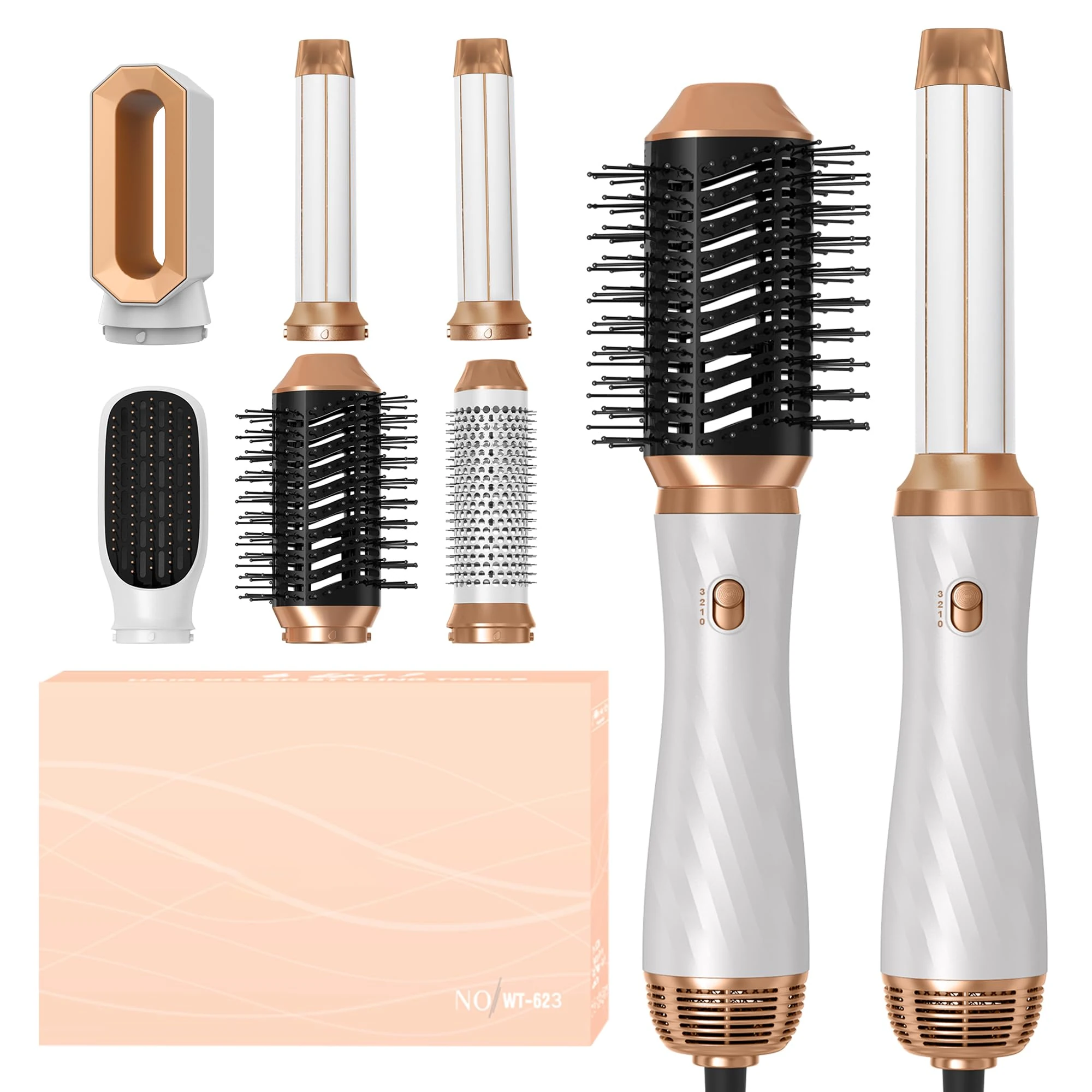6 in 1 Hair Styler Magic Styler Air Styler Set Hair Styler 6 in 1, Hair Dryer Brush with Curl, Straighten, Volumise, Smooth and Hairdryer Brushes for Styling, Hot Hair Styler for All Hair Type/Length