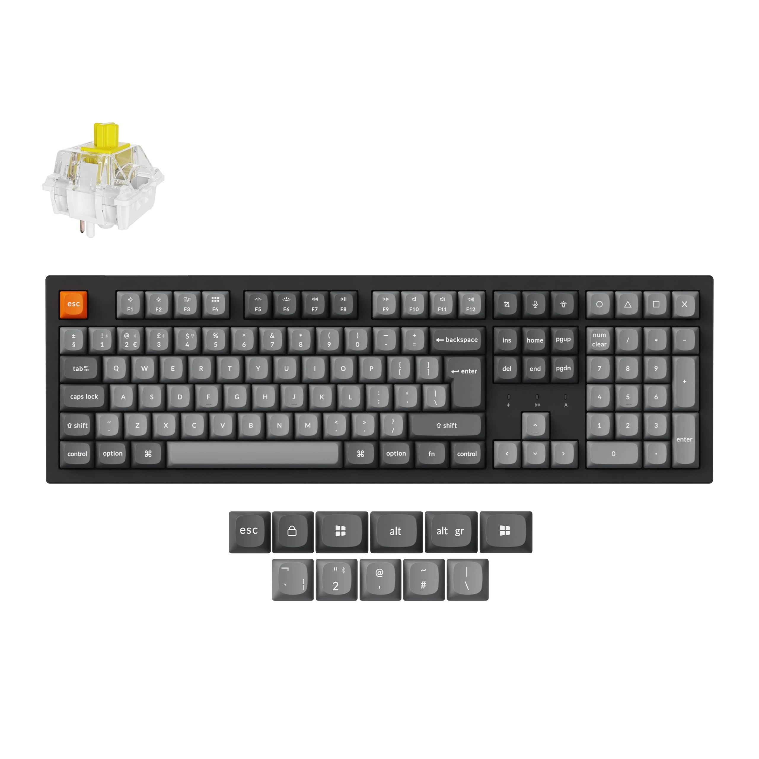 Keychron K10 Max Mechanical Gaming Keyboard, Full-Size, Programmable Macros, Bluetooth 5.1/2.4GHz/Wired, White Backlight, Super Banana Switch, PTB Keycaps, UK Layout - for Windows/Mac/Linux