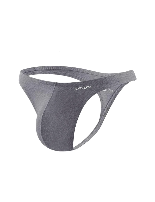Mauro Kane Men's Sexy Thongs Bamboo G-String Low Rise Bulge Pouch Underwear for Men Breathable Underpants,Gray-L