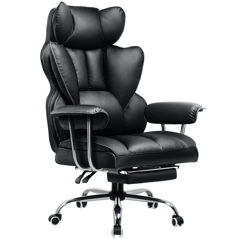 GTPLAYER Gaming Chair Heavy Duty Executive Office Chair with Footrest & Pocket Spring Lumbar Support, Big and Tall Adjustable High Back Computer Chairs for Gamer, Home Office, Black