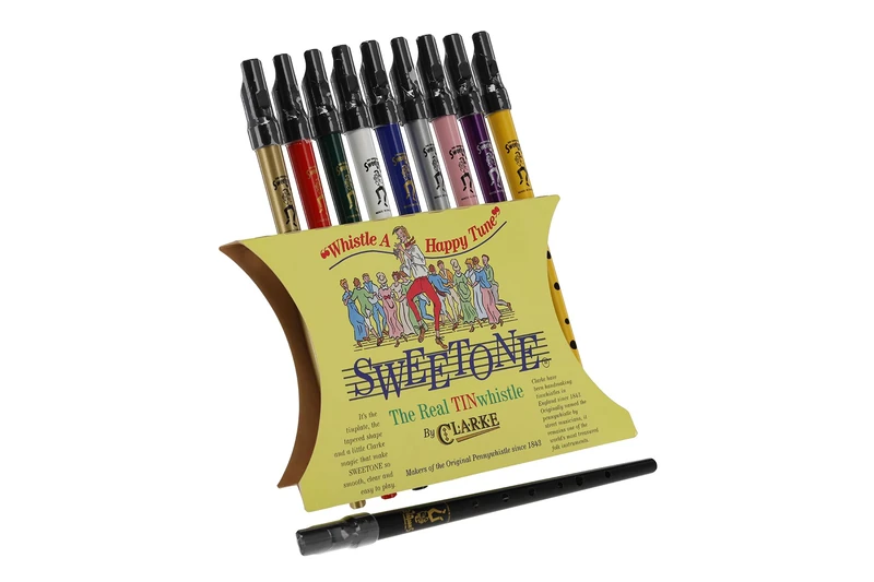 Clarke Sweetone Penny Whistle - The Real Tin Whistle - Plastic Mouthpiece - Mood 10 x D - Display - Assorted Colours