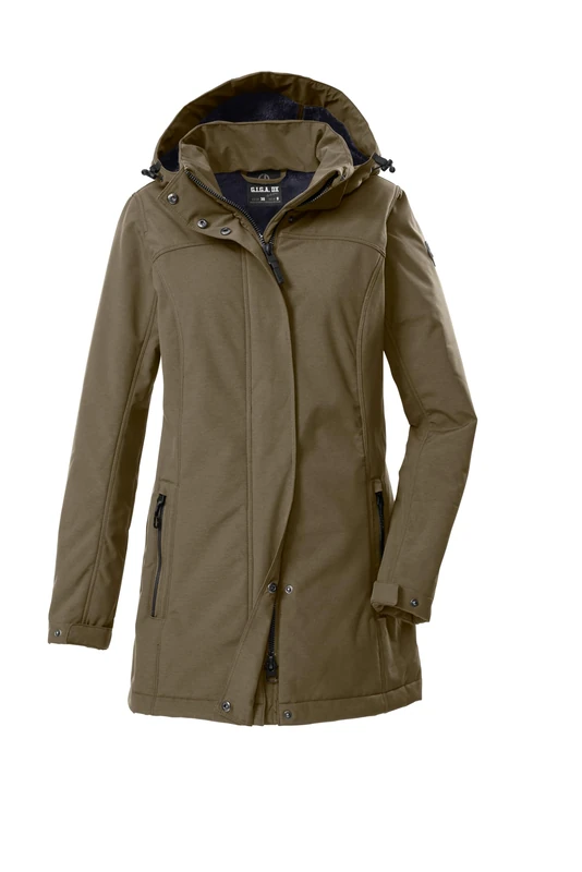 G.I.G.A. DX GW 36 WMN SFTSHLL PRK 43543-000 Women's Softshell Parka with Zip-Off Hood Dark Mud, 48