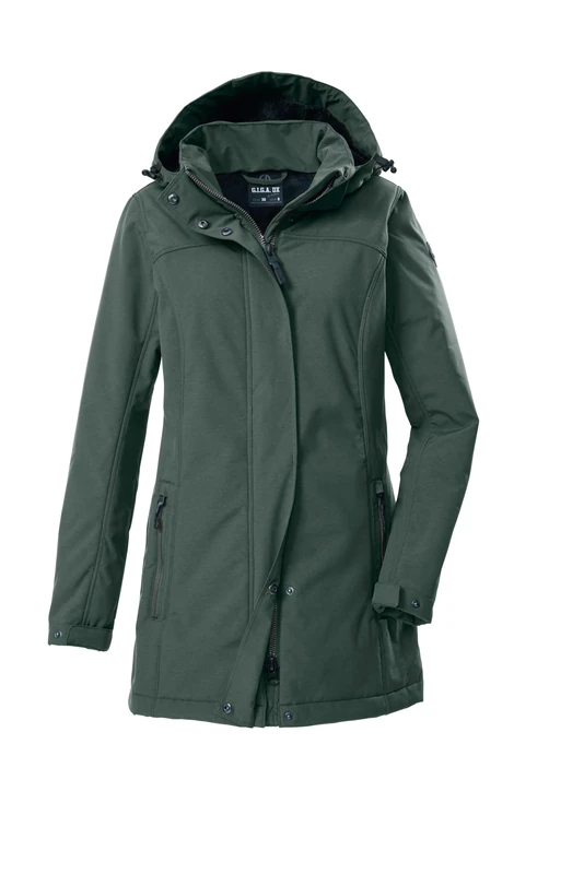 G.I.G.A. DX GW 36 WMN SFTSHLL PRK Women's Softshell Parka with Zip-Off Hood, Dark Teal, 40, 43543-000