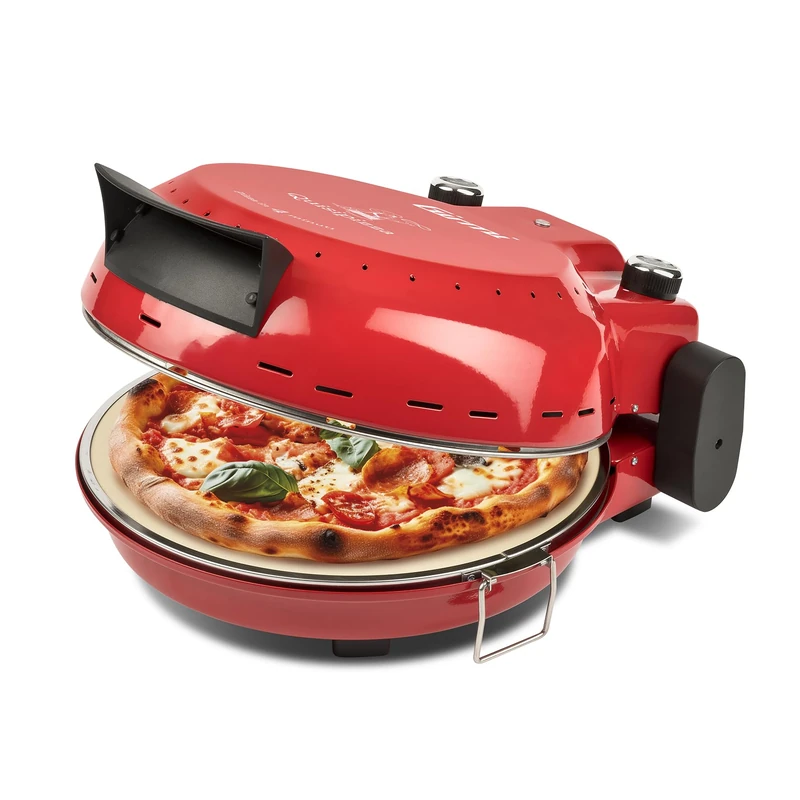 Girmi FP50 Quisipizza Pizza Oven, 1800W, 420°C, Cold Walls, Detachable Firestone 31 cm, Timer, Double Resistance, Recipe Book Included, Red - Image 1