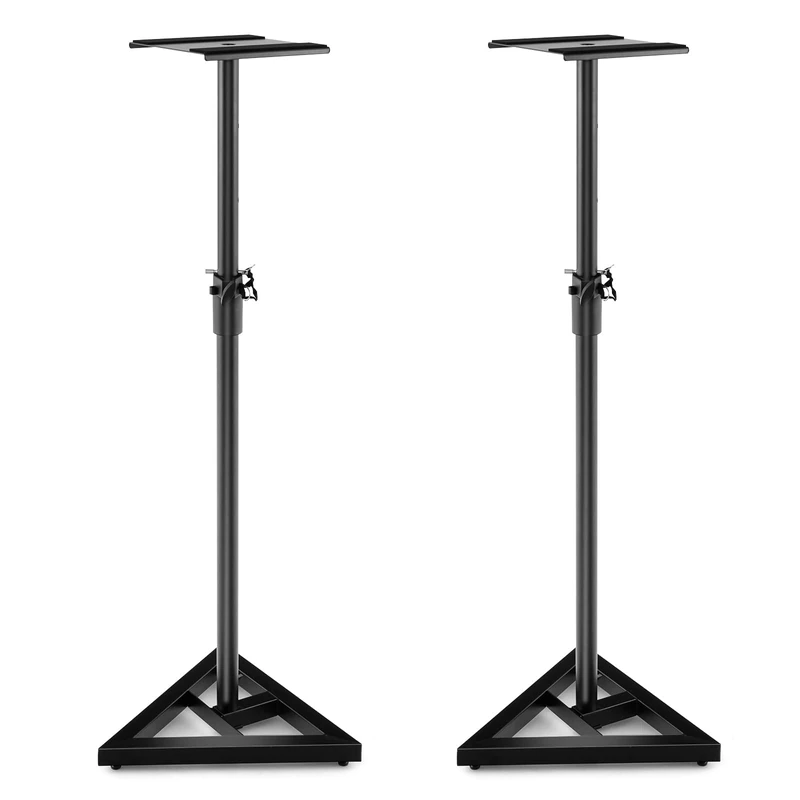 FANTASK Set of 2 Speaker Stands, Speaker Stands 97-157 cm Height-Adjustable with Sturdy Triangular Base, Floor Stand Maximum Load 50 kg, 157 L x 23 W x 157 H cm, Black