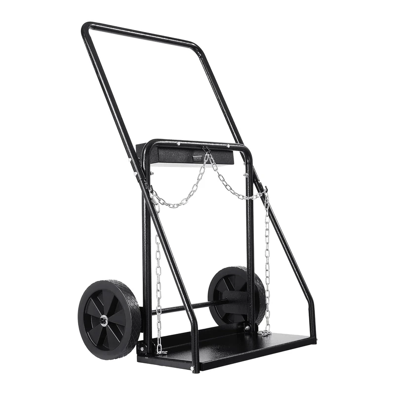 VEVOR Dual Welding Cylinder Cart, Oxygen Acetylene Tank Cart with 440LBS Static Weight Capacity, 10-Inch Solid Wheels and Tank Storage Safety Chains, Suitable for Double 12.5-Inch Dia. Gas Cylinders