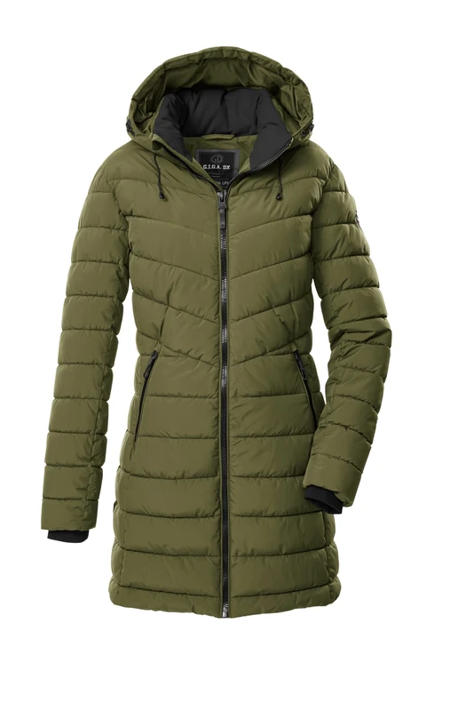 G.I.G.A. DX GW 74 WMN QLTD PRK Women's Quilted Parka/Functional Parka in Down Look with Zip-Off Hood Olive Green, 44, 43538-000