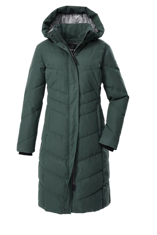 G.I.G.A. DX GW 61 WMN QLTD CT Women's Quilted Coat, Down Look with Zip-Off Hood, Dark Teal Green, 42, 43531-000
