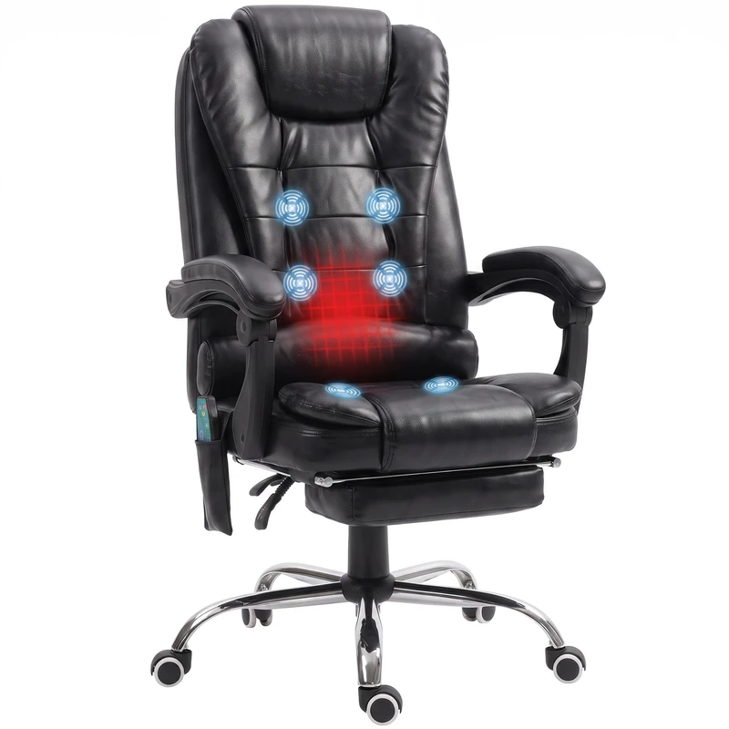 Vinsetto Heated Massage Office Chair, 6-Point Vibrating, Black