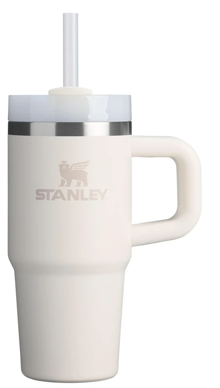 STANLEY Quencher H2.0 Tumbler with Handle and Straw, 3-Position Flowstate Lid, Travel Cup Holder Compatible, Insulated Stainless Steel, BPA-Free, 0.4 Litres, Cream Colour