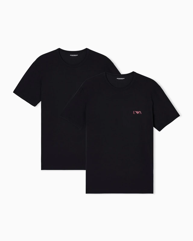 Man's Bold Monogram 2-Pack Crew Neck T-Shirt Black M Fitted FIT