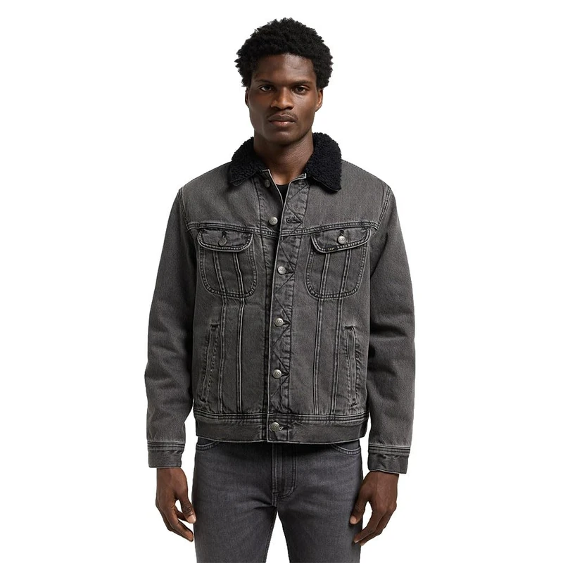 Lee Men's Sherpa Denim Jacket, Deep Obsidian, S