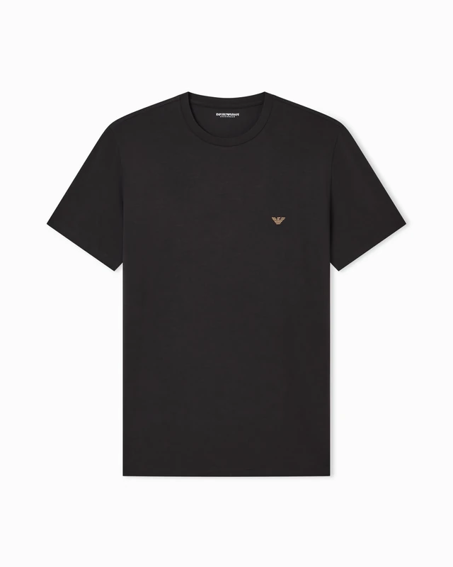 Man's Soft Modal Crew Neck T-Shirt Brown M Fitted FIT